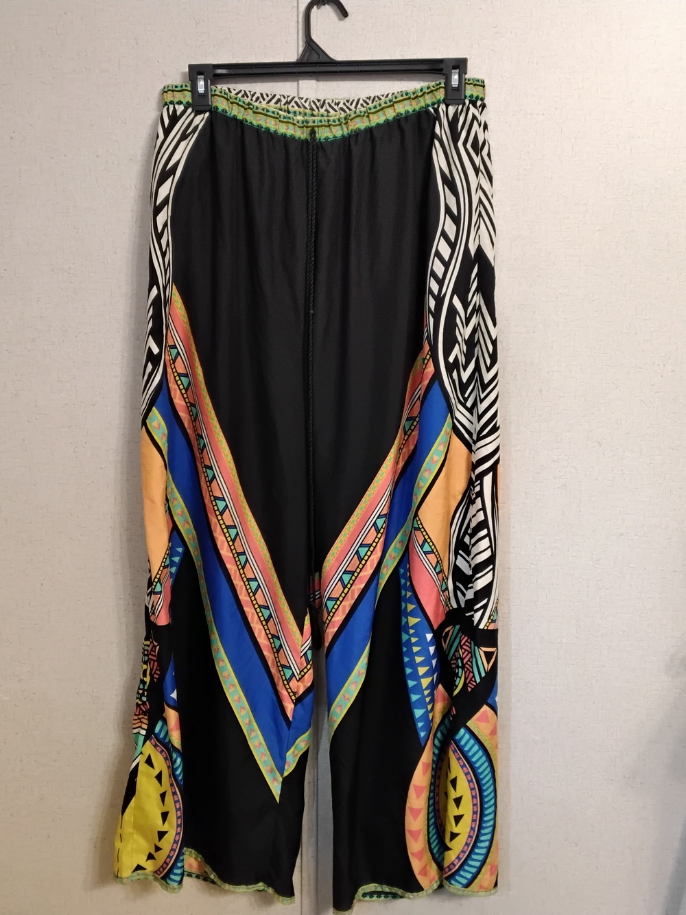Black Wide-Leg Printed Palazzo Pants